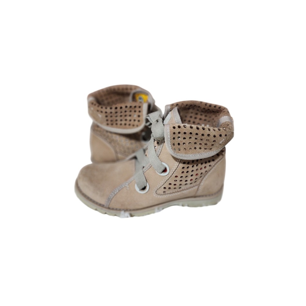 CAT Caterpillar Womens Beige Perforated Leather Lace Up Ankle Booties Boots 6